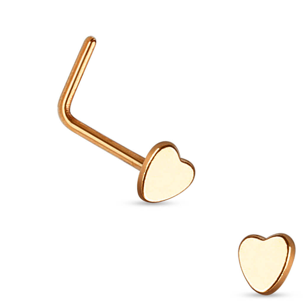 Heart Top L-Bend Nose Ring - Surgical Steel