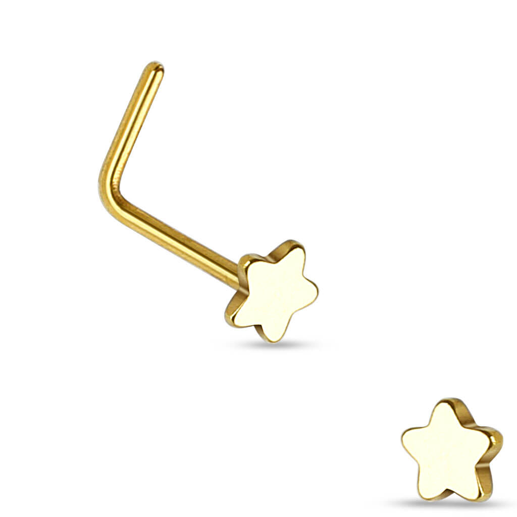 Star Top L-Bend Nose Ring in Surgical Steel