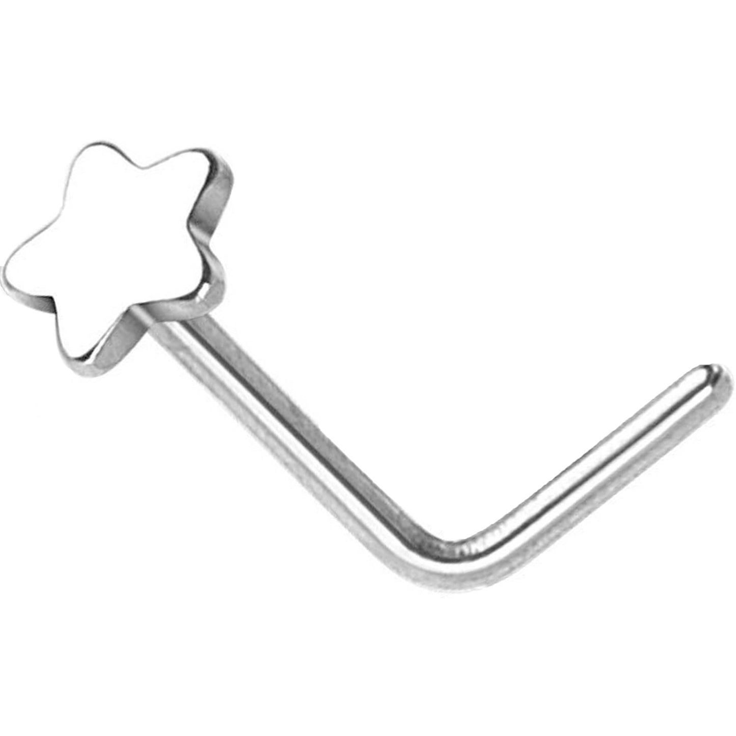 Star Top L-Bend Nose Ring in Surgical Steel