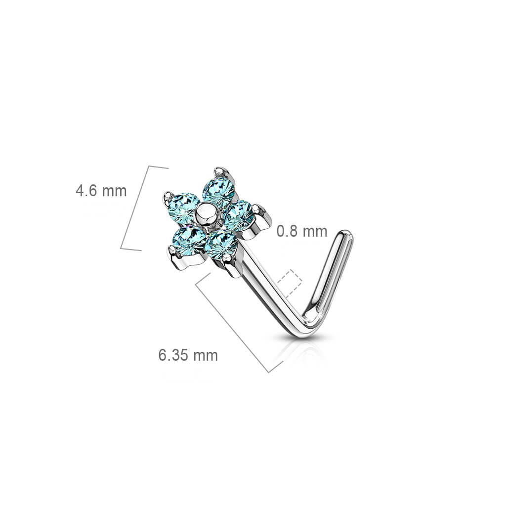 CZ Flower L-Bend Nose Stud
