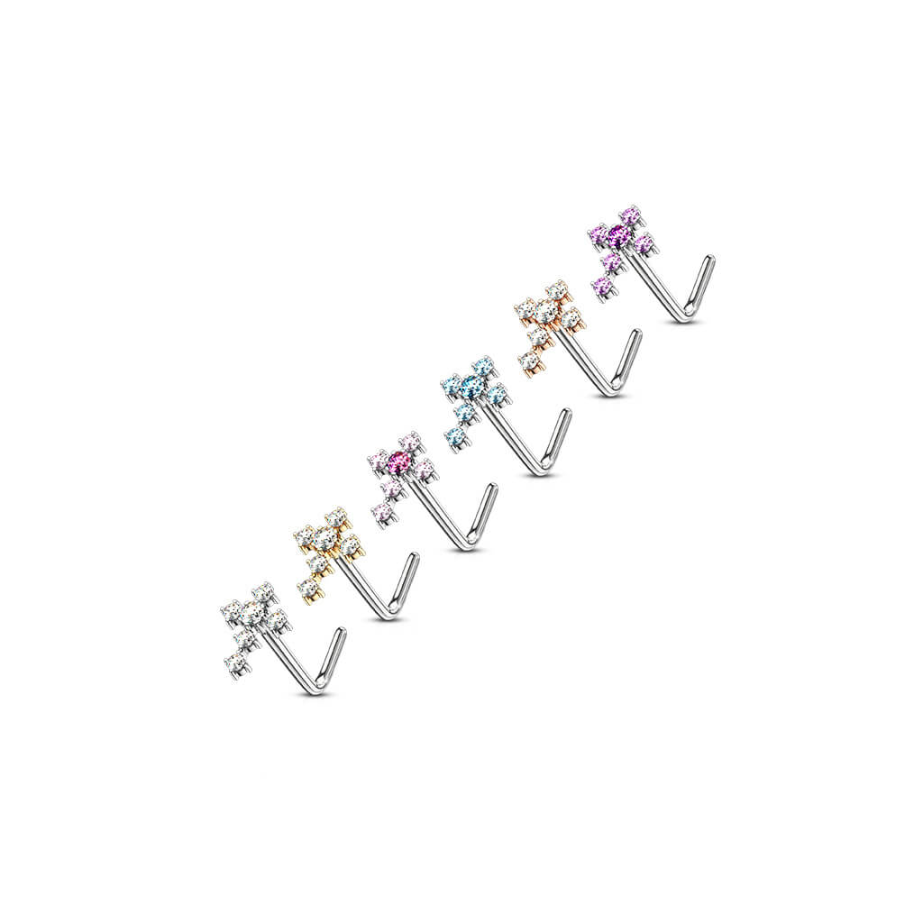 CZ Cross L-Bend Nose Stud
