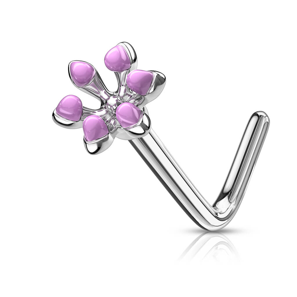 Enamel Flower L-Bend Nose Stud