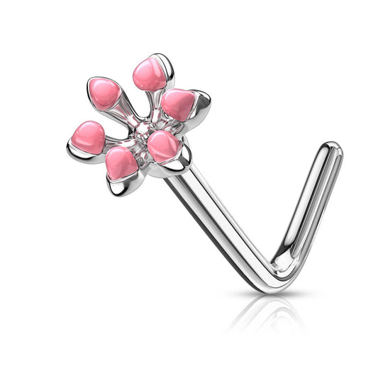 Enamel Flower L-Bend Nose Stud