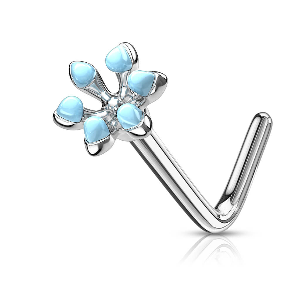Enamel Flower L-Bend Nose Stud