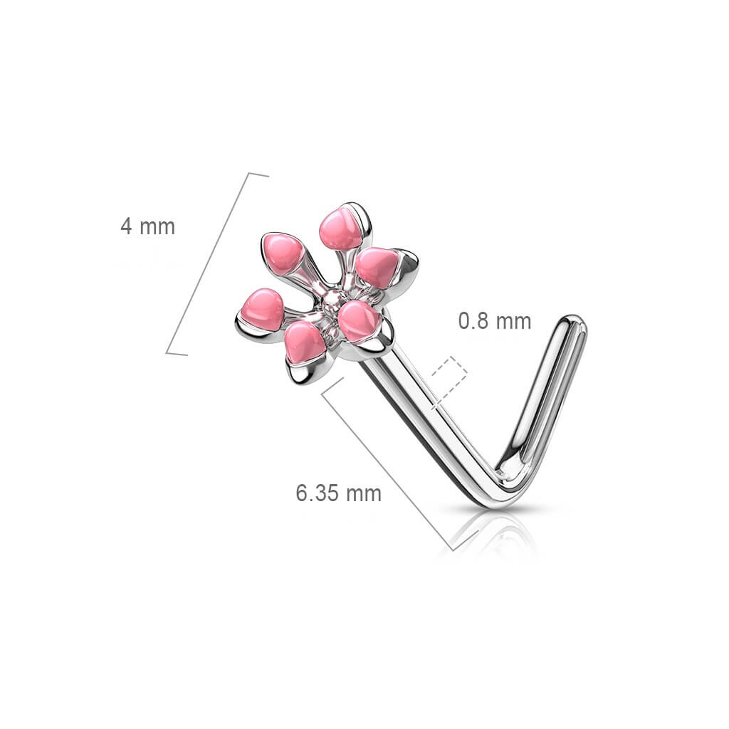 Enamel Flower L-Bend Nose Stud