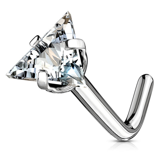 Triangle CZ L-Bend Nose Stud