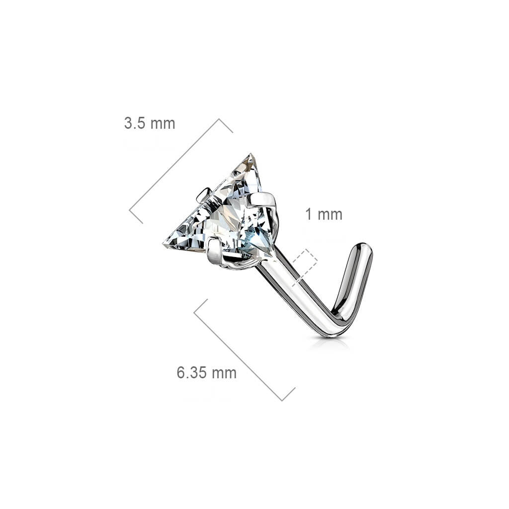 Triangle CZ L-Bend Nose Stud