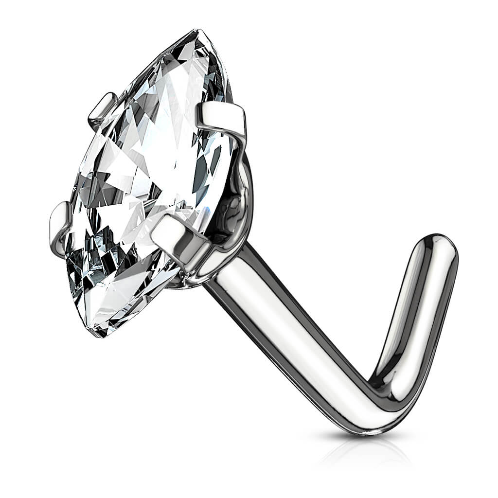 Marquise CZ L-Bend Nose Stud