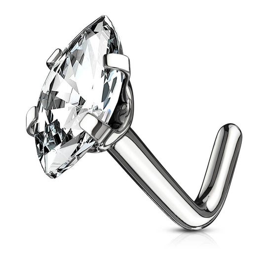 Marquise CZ L-Bend Nose Stud
