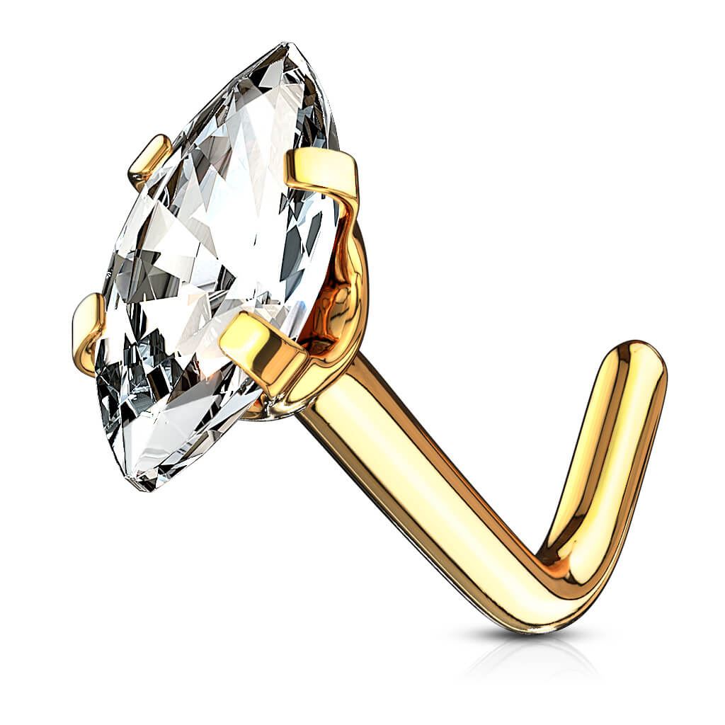 Marquise CZ L-Bend Nose Stud