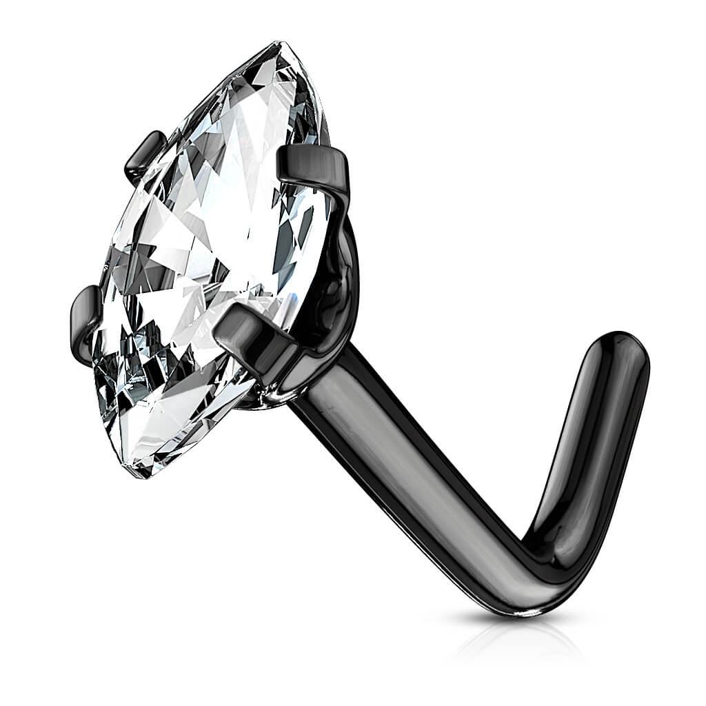 Marquise CZ L-Bend Nose Stud