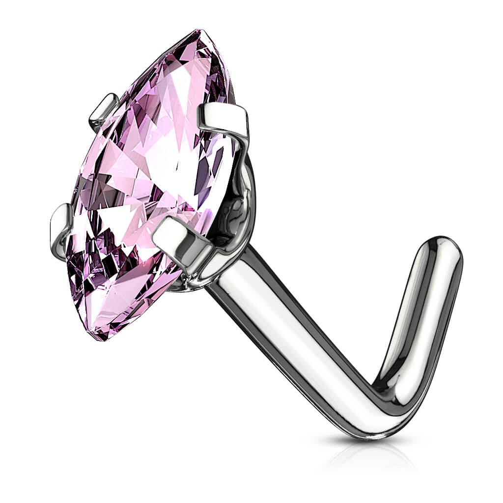 Marquise CZ L-Bend Nose Stud