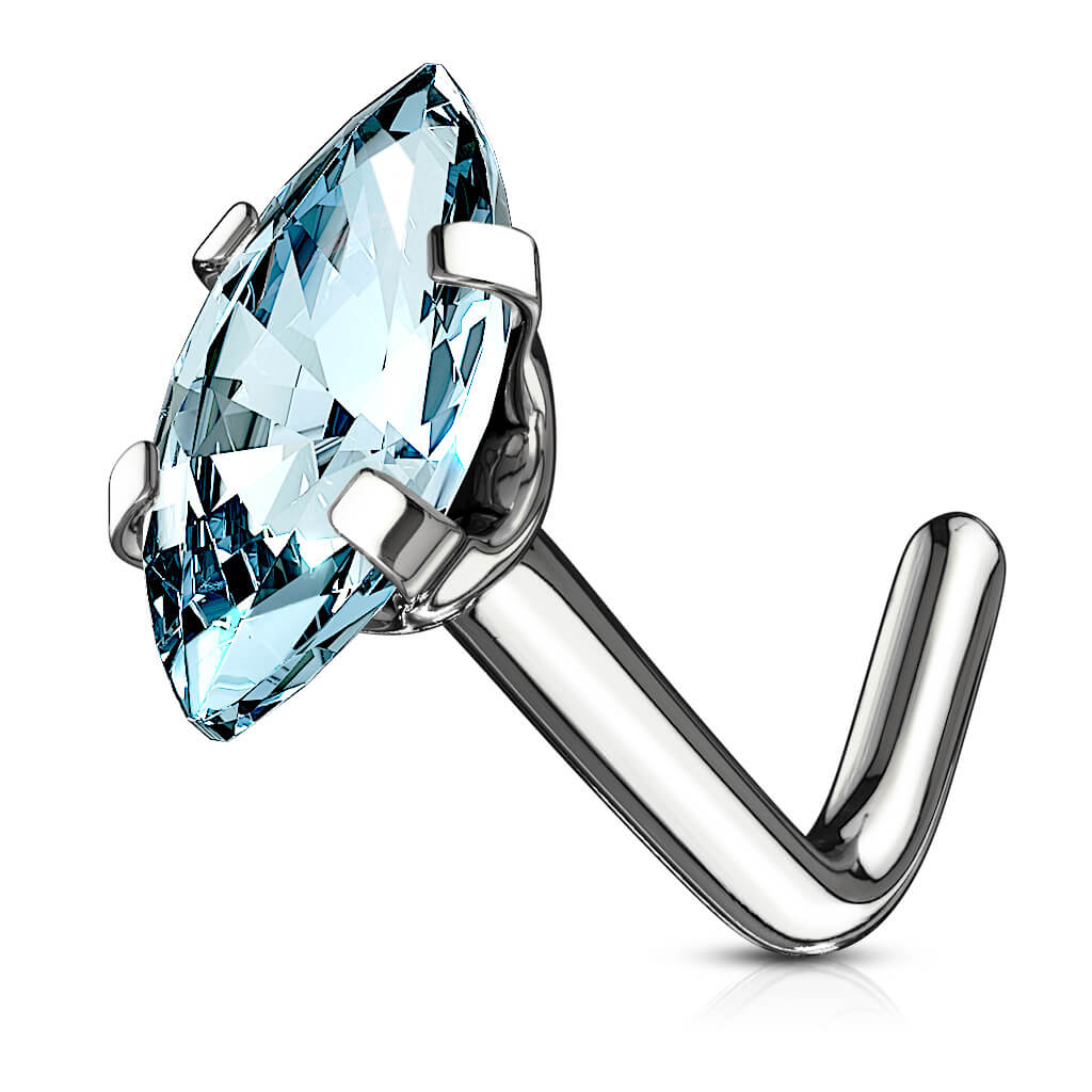 Marquise CZ L-Bend Nose Stud