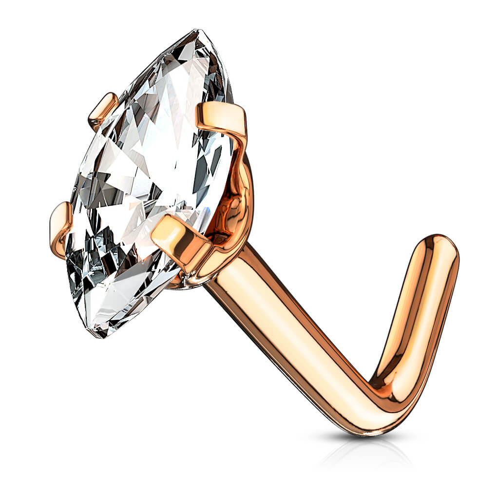 Marquise CZ L-Bend Nose Stud