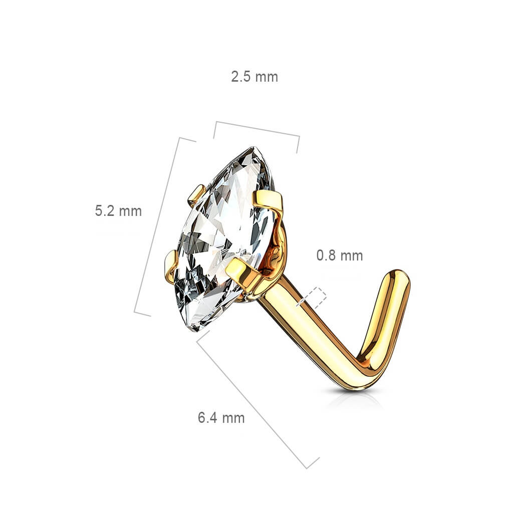 Marquise CZ L-Bend Nose Stud