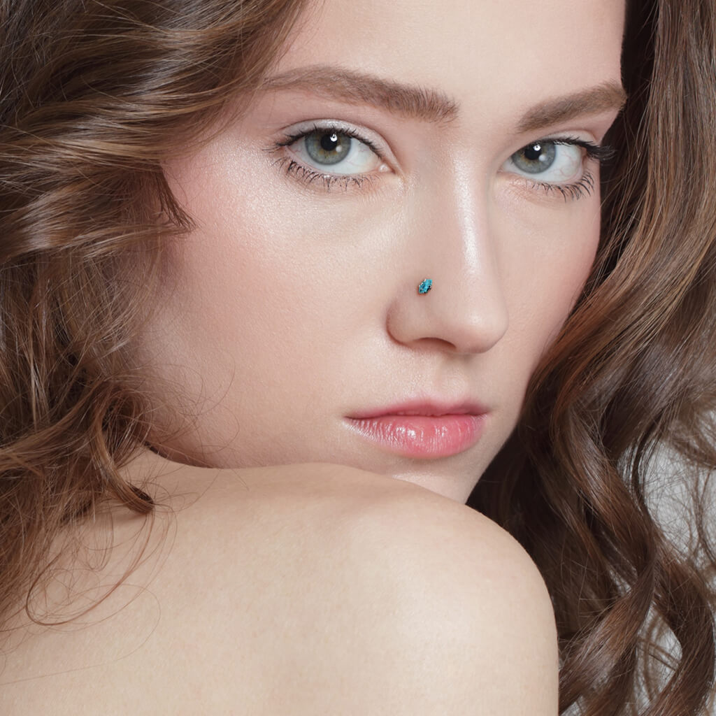Marquise CZ L-Bend Nose Stud