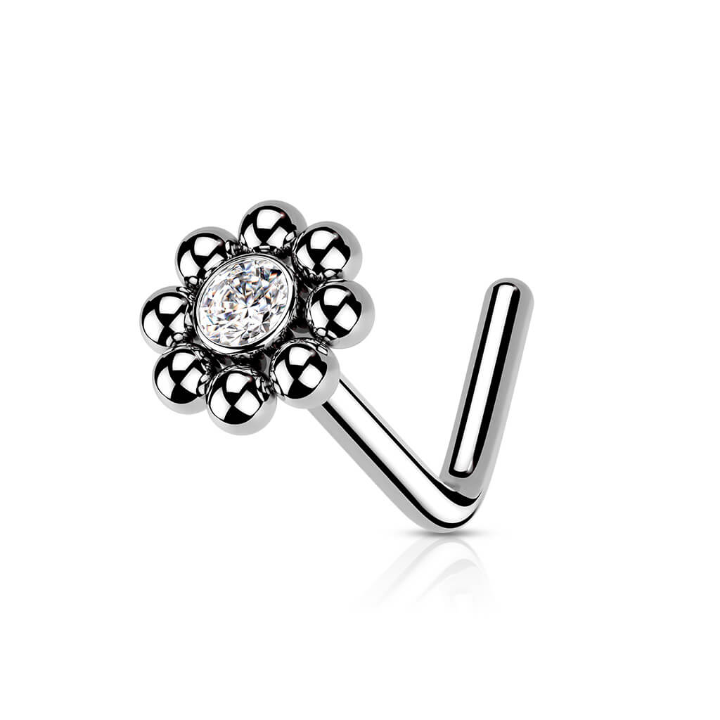 Beaded Edge CZ Nose Stud
