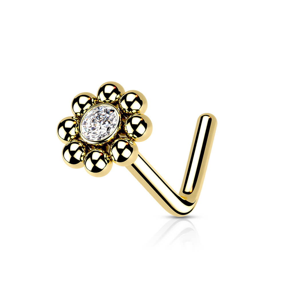 Beaded Edge CZ Nose Stud