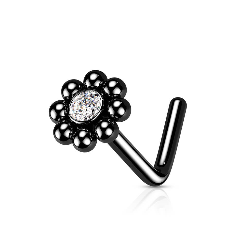 Beaded Edge CZ Nose Stud