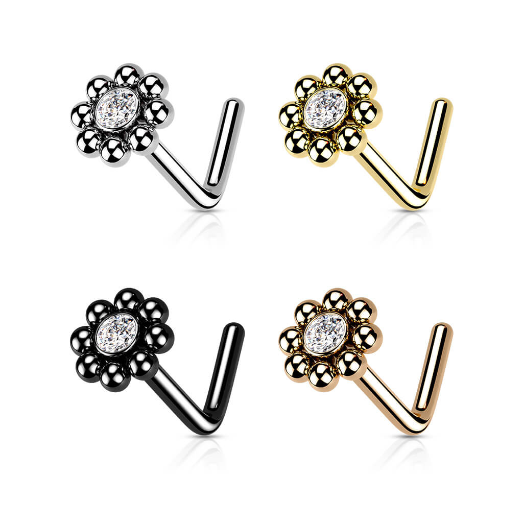 Beaded Edge CZ Nose Stud