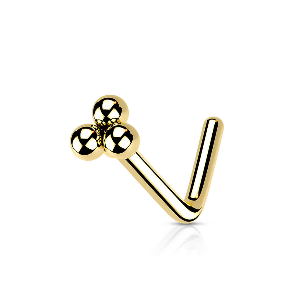 Triangular Ball Cluster L-Bend Nose Stud