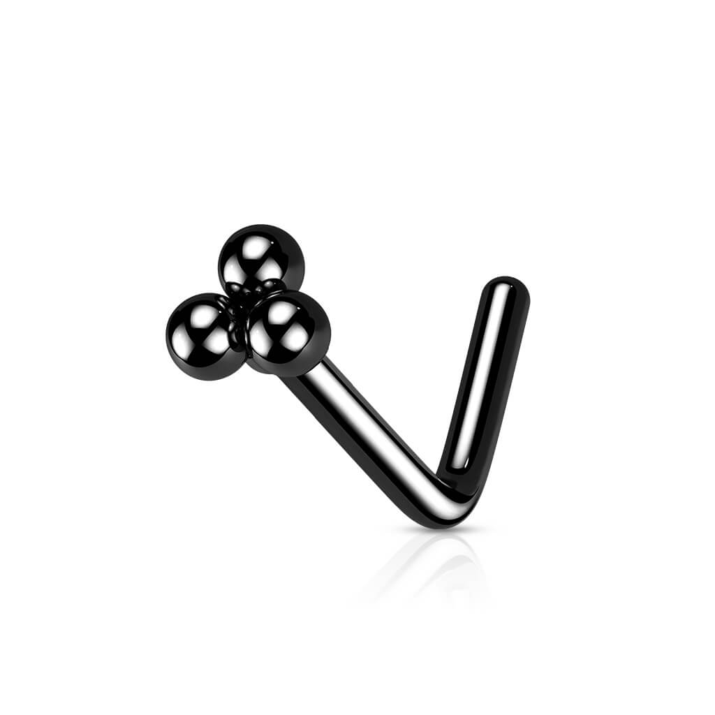 Triangular Ball Cluster L-Bend Nose Stud