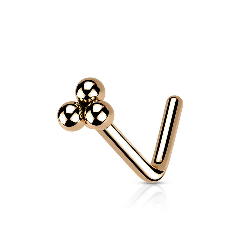 Triangular Ball Cluster L-Bend Nose Stud