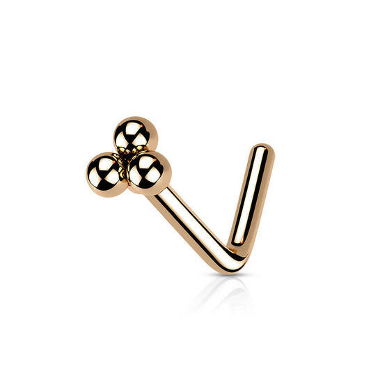 Triangular Ball Cluster L-Bend Nose Stud