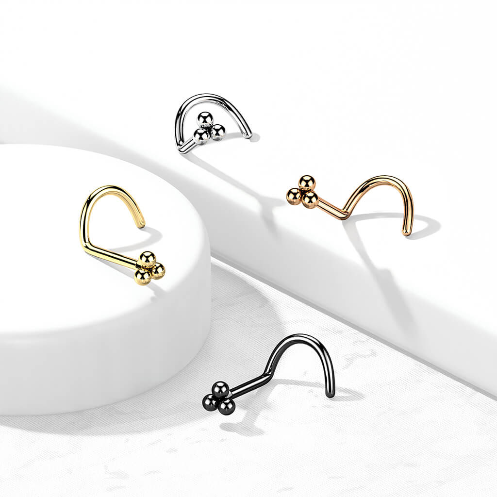Triple Ball Cluster Nose Screw Ring