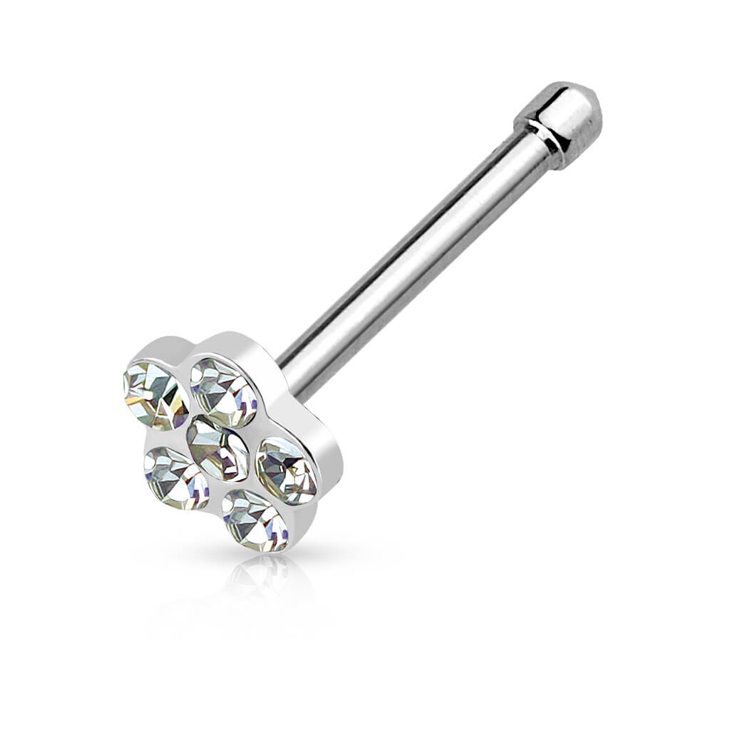 Multi-Gem Pavé Flower Nose Stud