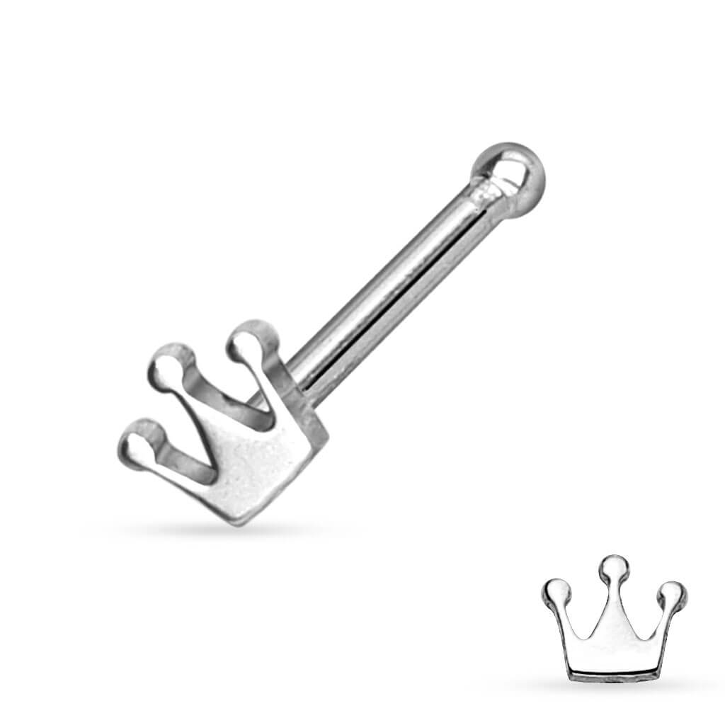 Crown Nose Stud in Surgical Steel