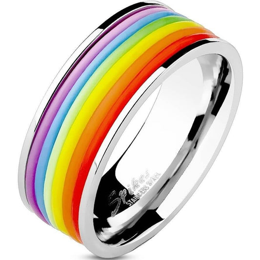 Rainbow Striped Rubber Band Ring