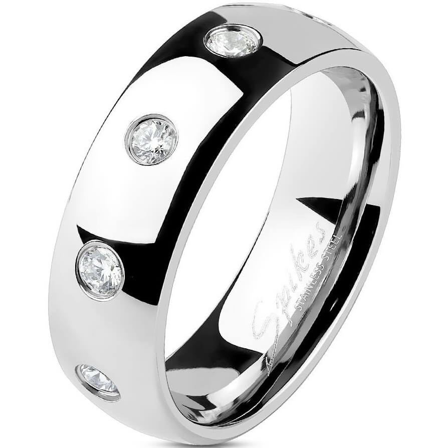 Ten CZ Flush Set Classic Dome Ring