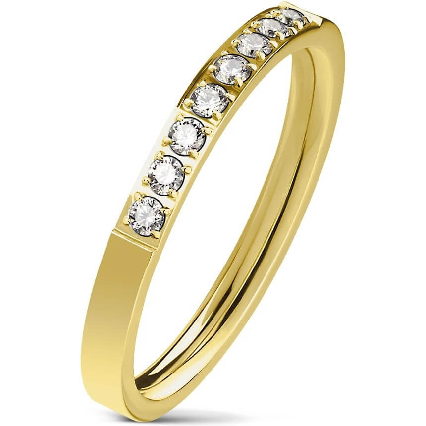 8-Stone CZ Lined Band Ring in Gold