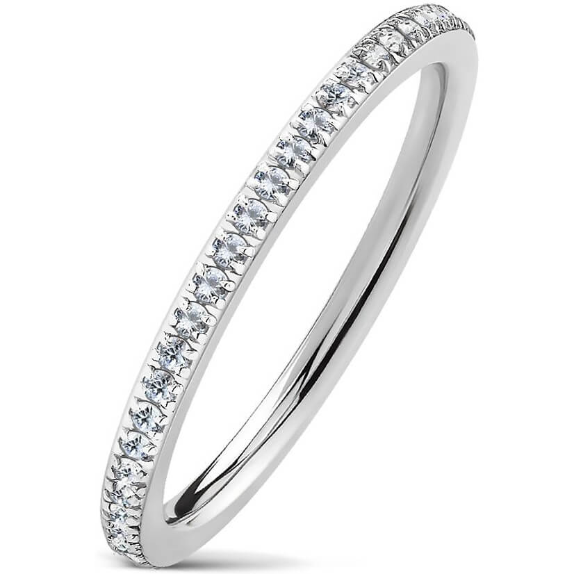 CZ Pavé Eternity Ring in Stainless Steel