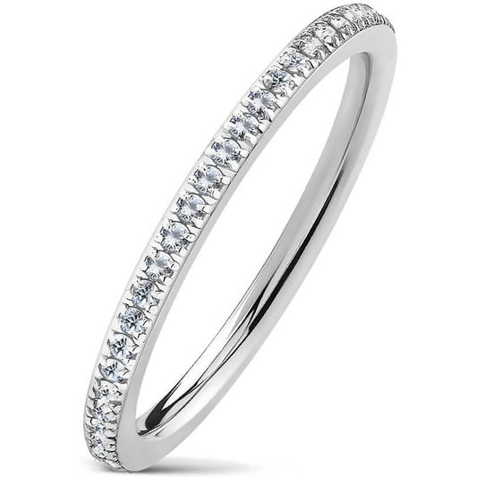 CZ Pavé Eternity Ring in Stainless Steel
