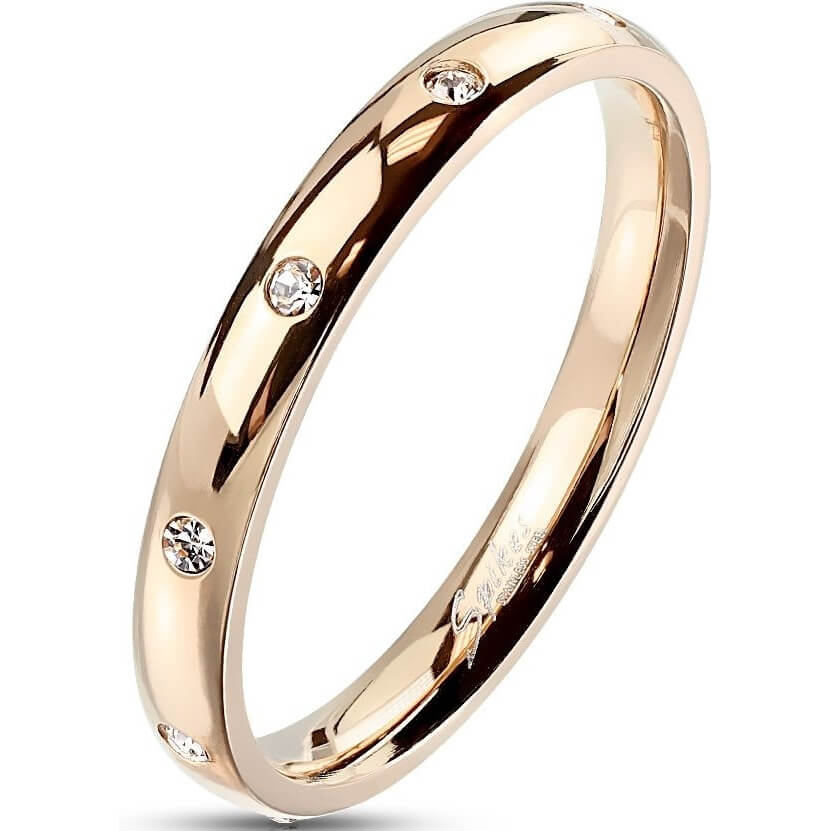 Rose Gold Classic Dome Ring with CZ Accents