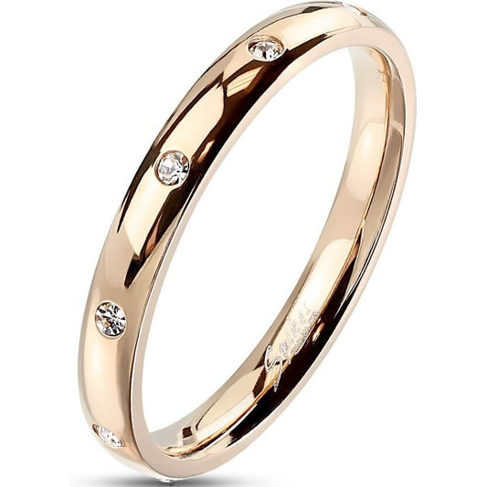Rose Gold Classic Dome Ring with CZ Accents