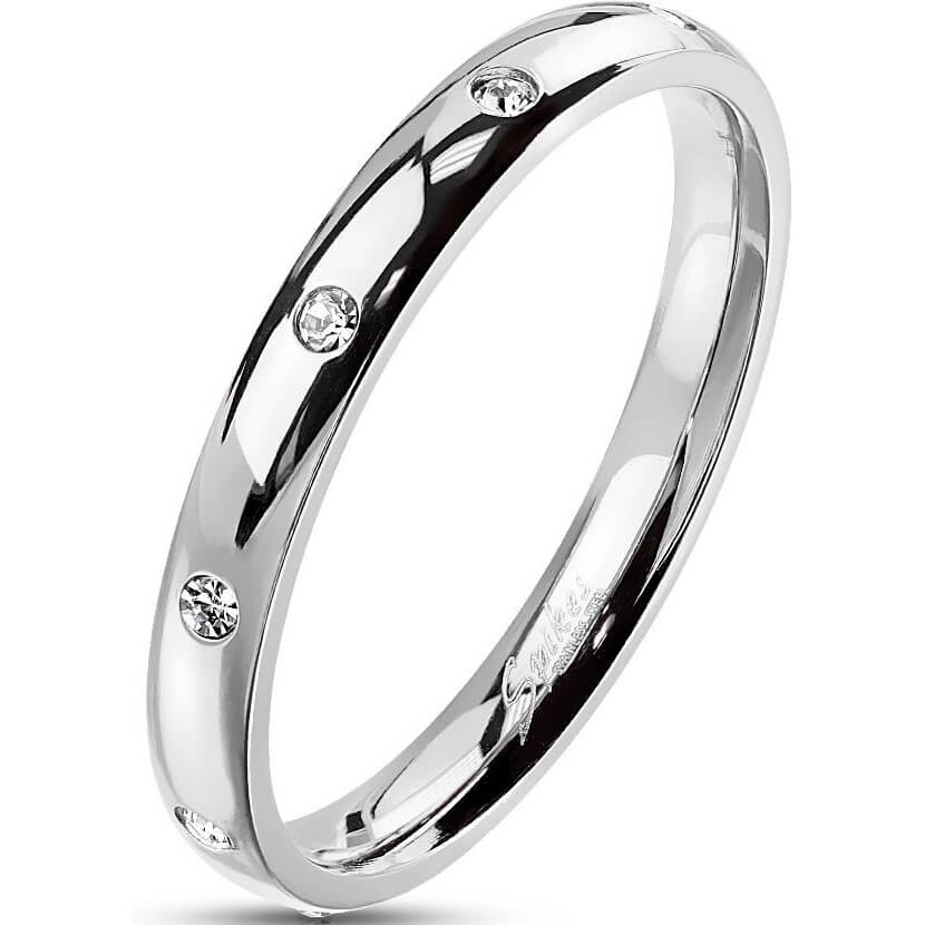 Silver Classic Dome Ring with CZ Accents