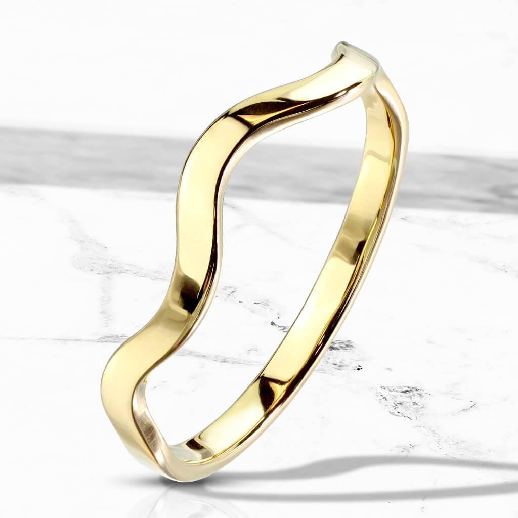 Wavy Line Gold Stackable Ring