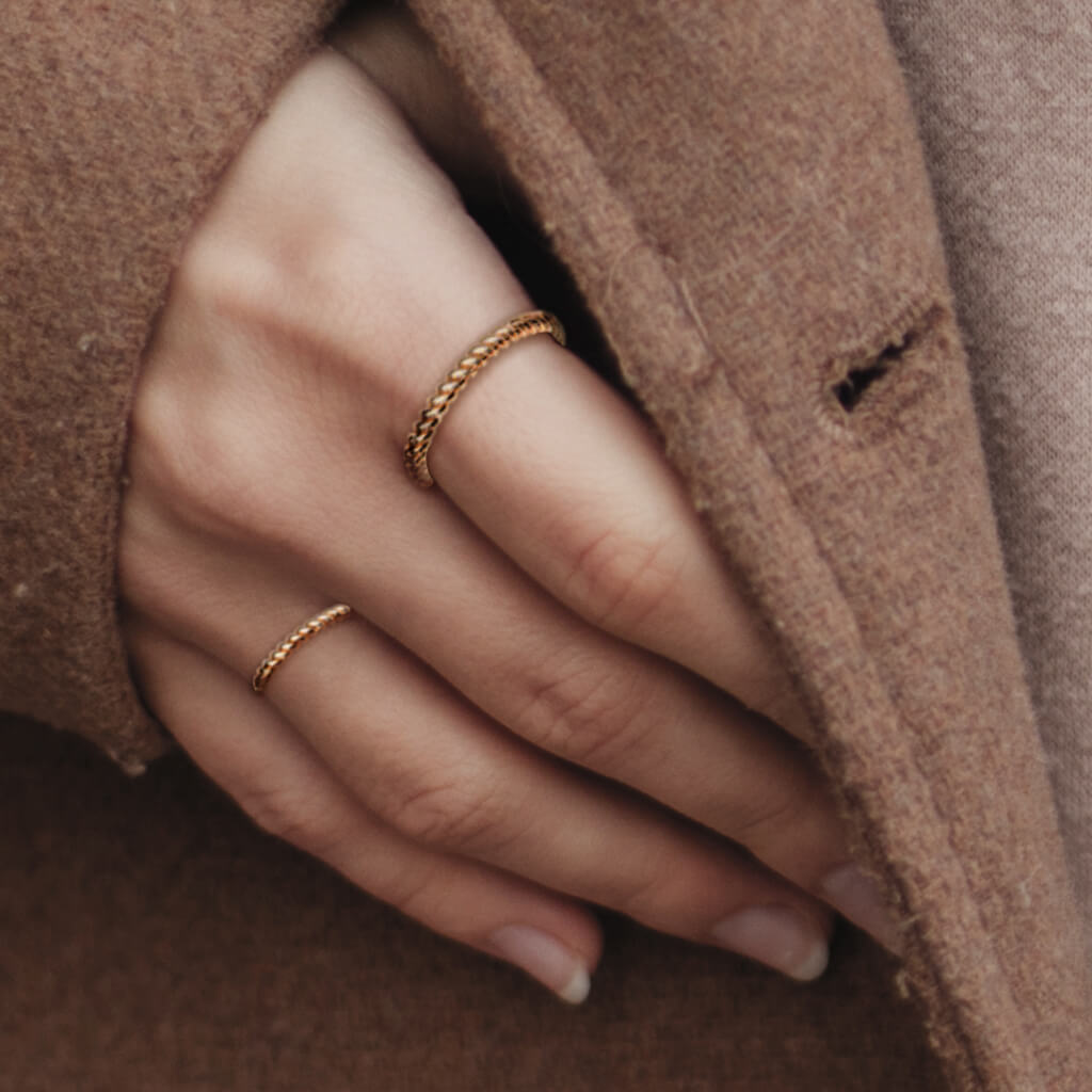 Braided Rose Gold Stackable Ring
