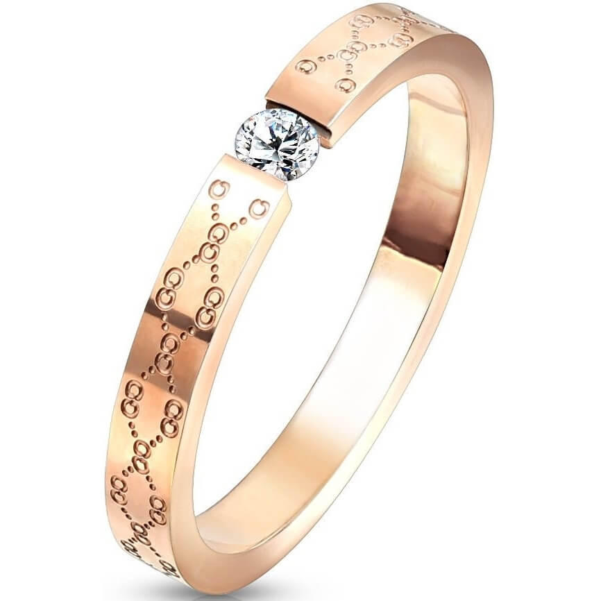 Floral Filigree Rose Gold CZ Tension Ring