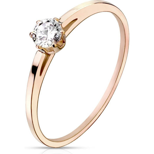 Rose Gold CZ Prong Set Wedding Band Ring