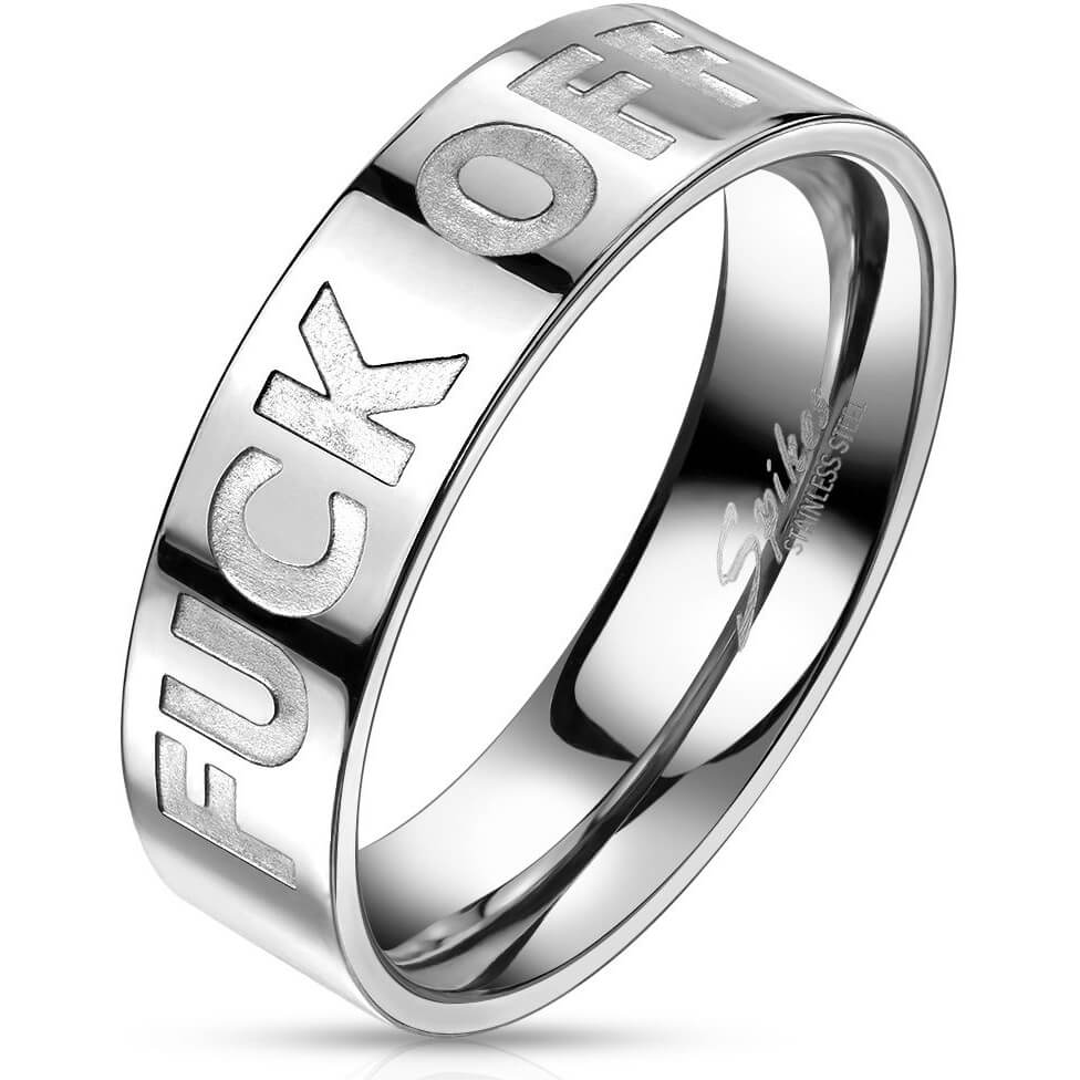 F-Off Deep Etched Statement Stainless Steel Ring