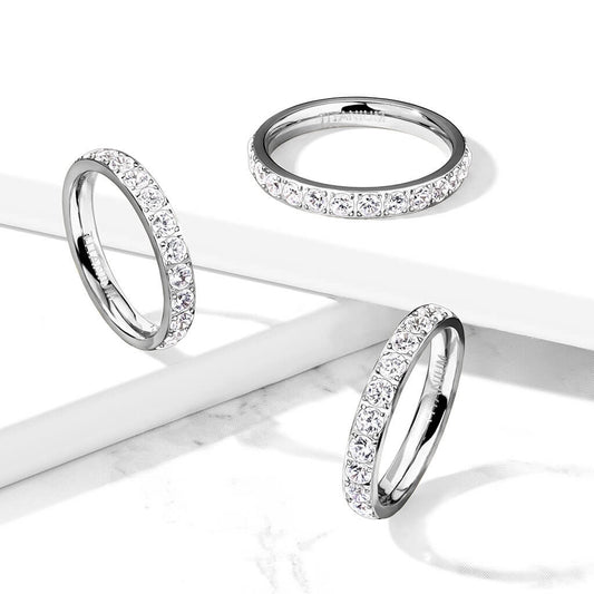 CZ Eternity Band Ring in Solid Titanium