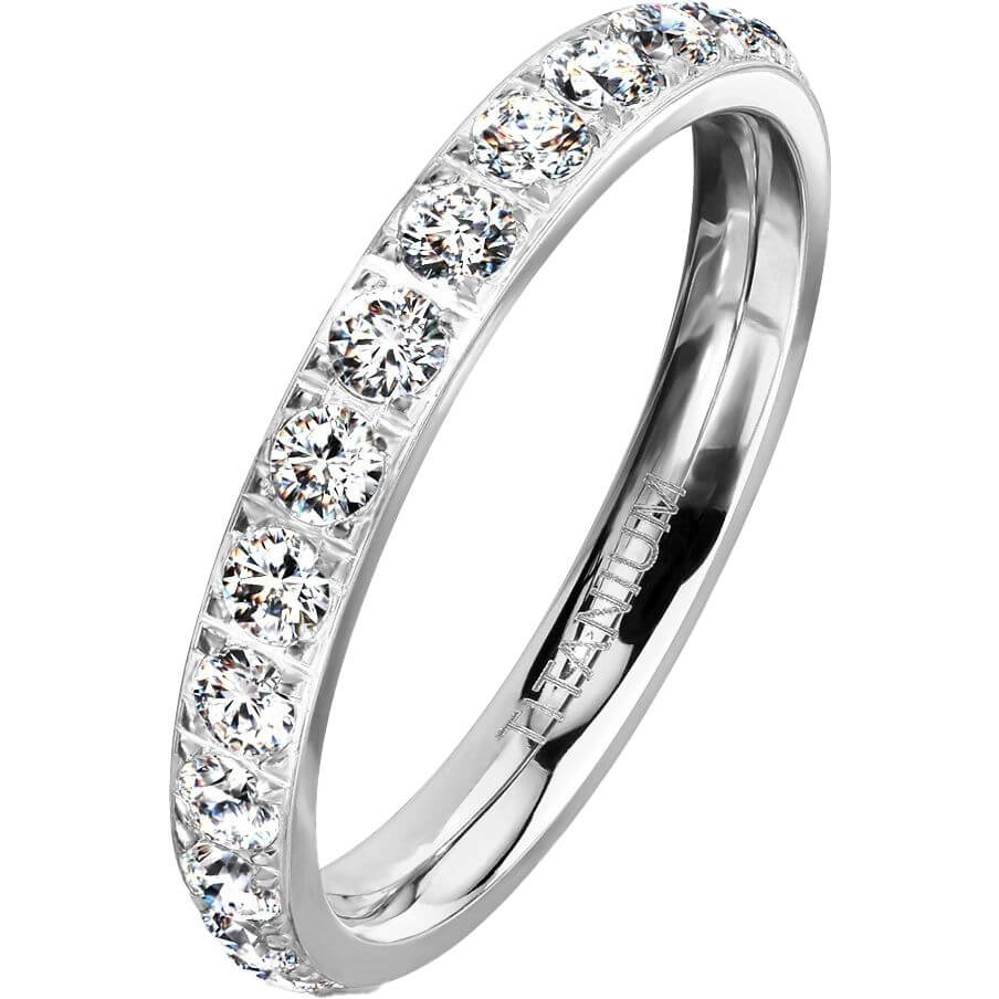 CZ Eternity Band Ring in Solid Titanium