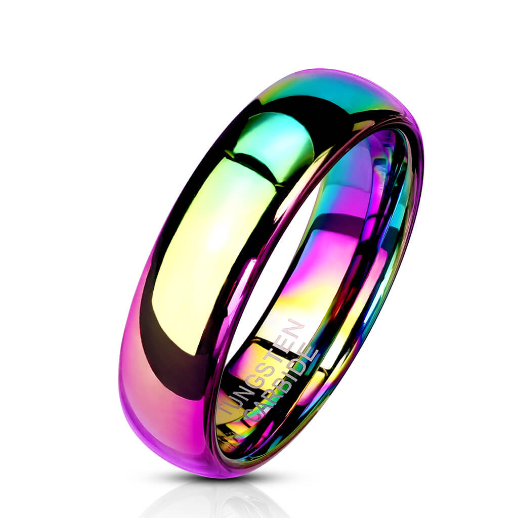 Rainbow Dome Tungsten Carbide Band Ring