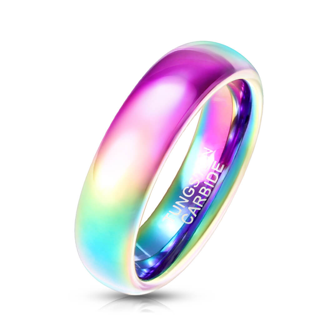 Rainbow Dome Tungsten Carbide Band Ring