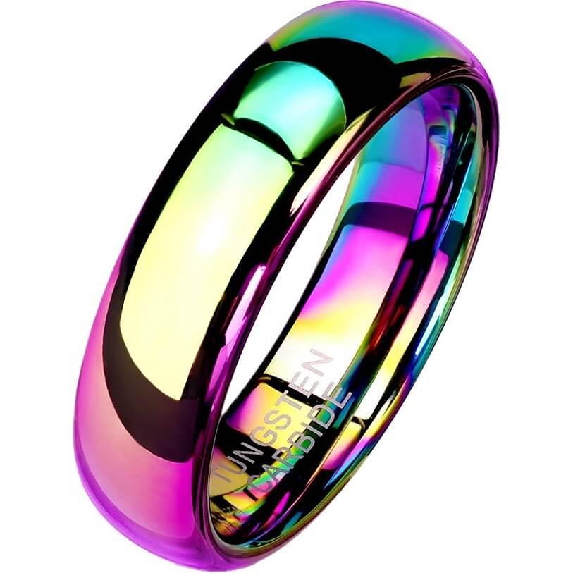 Rainbow Dome Tungsten Carbide Band Ring