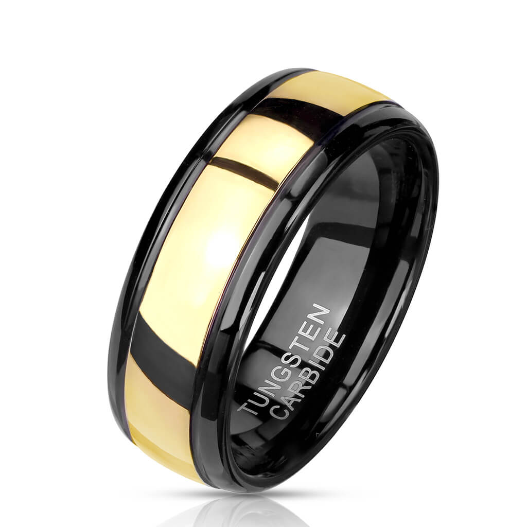 Gold Center Black IP Tungsten Carbide Ring